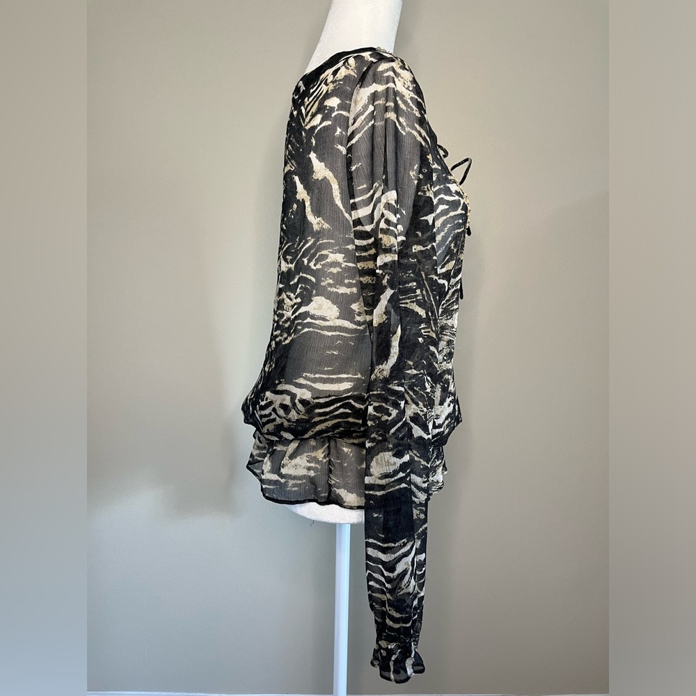 Cache Sheer Grey And Black Beaded Blouse - image 8